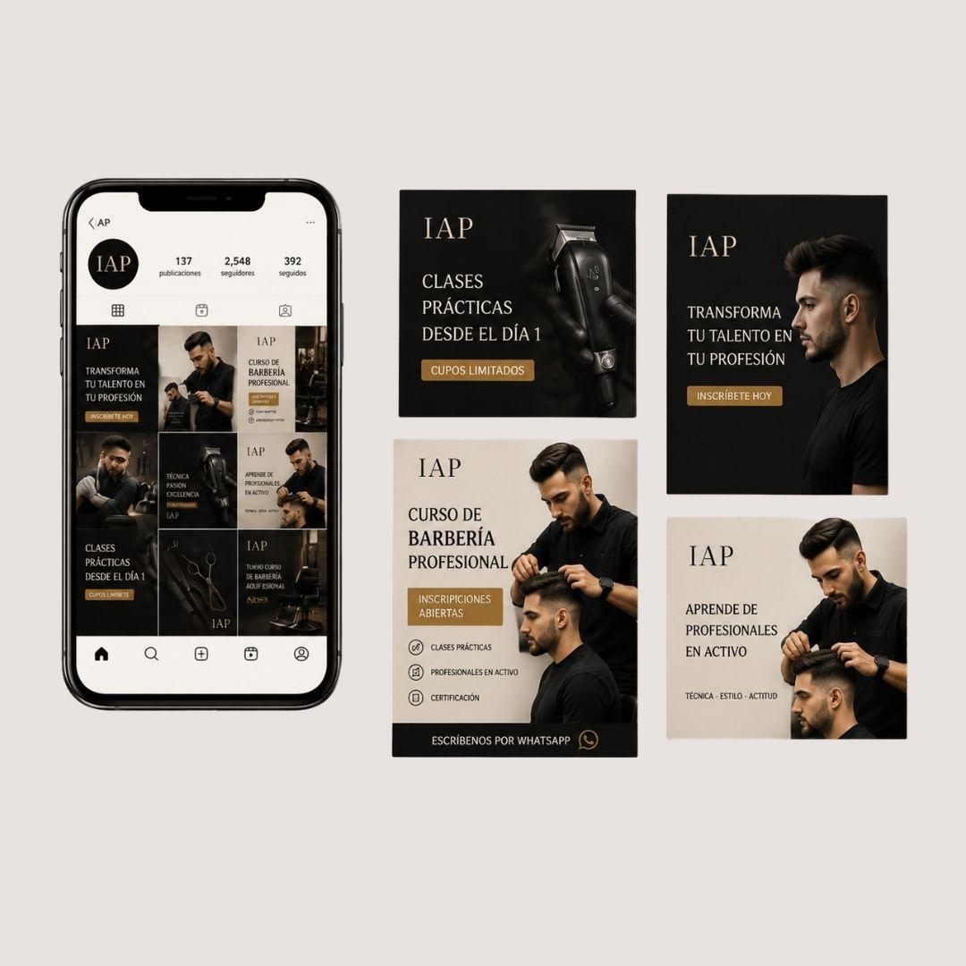 Muestras del catálogo IAP de piezas de marketing para cursos